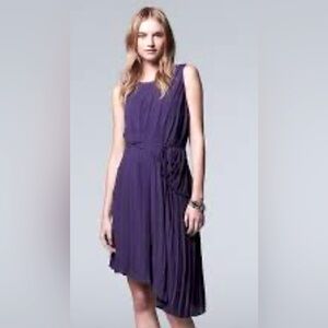 Simply Vera Vera Wang Sleeveless Purple Pleated Asymmetrical Shift Dress